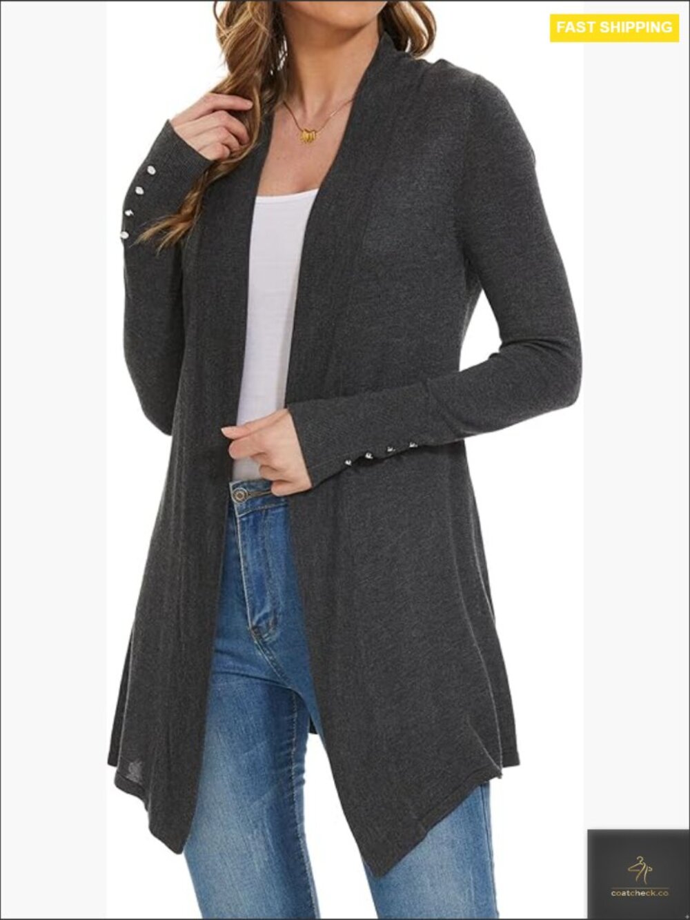 Long Sleeve V-Neck Cardigan Lightweight Open Front Knit Dressy Casual